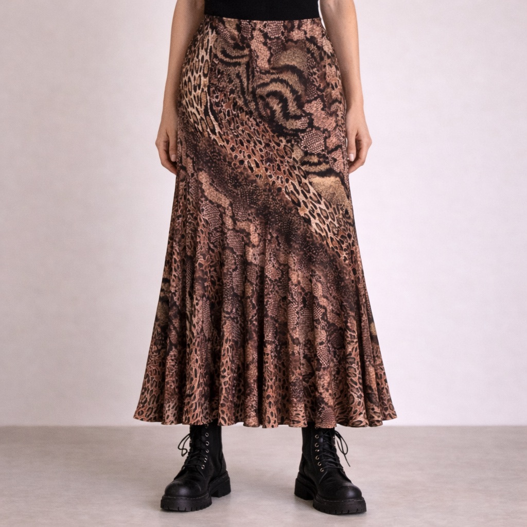 Joseph Ribkoff Y2k Mermaid Maxi Skirt Mixed Animal Print Slinky Stretch Sz 18